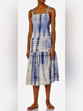 ANGIE Dress Womens Sleeveless Midi Tie Dye Open Tie Back Size M